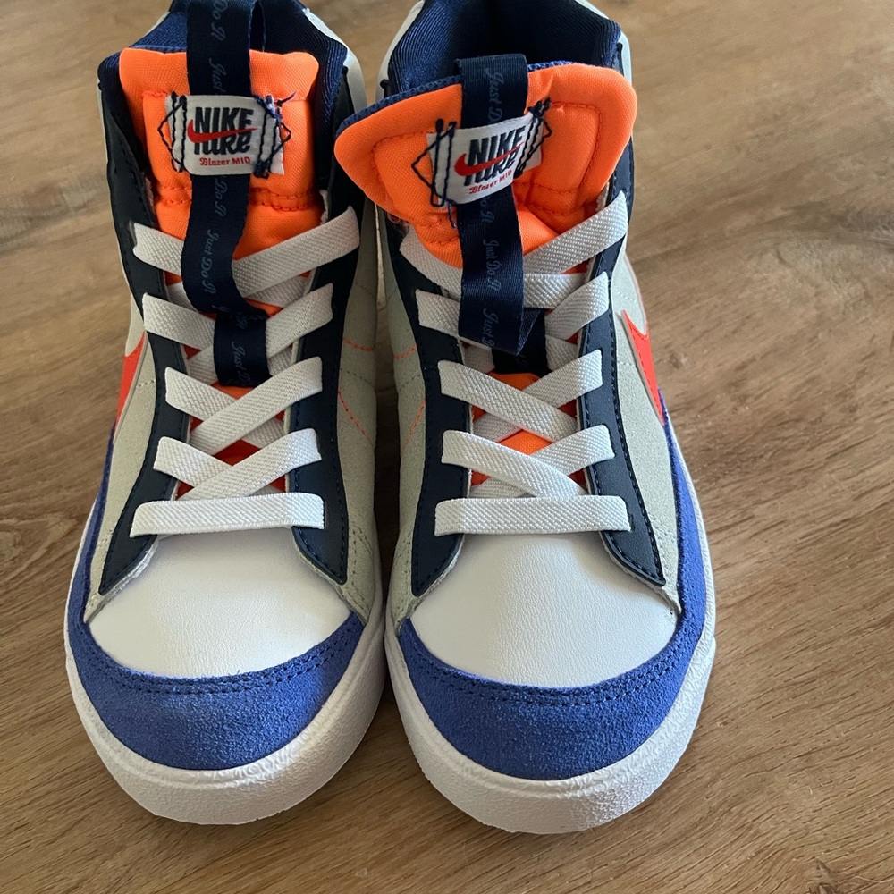 Nike Kids High-Top Sneakers - Navy, Orange, White